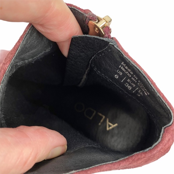 ALDO Maroon Suede Zipper Heeled Booties 6 - Picture 7 of 9